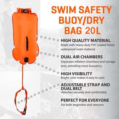 Phao bơi 18L Túi khô bơm hơi chống thấm nước Phao an toàn cho vận động viên ba môn phối hợp thể thao dưới nước